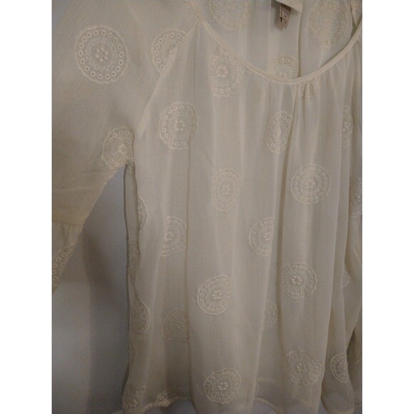 Knox Rose sheer flared sleeve top Cream Md Feminine Beachy Cottage Core - Picture 3 of 9
